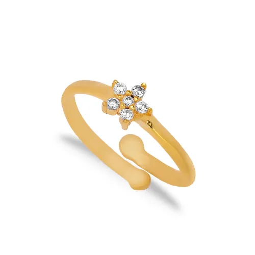Flower CZ Adjustable 925 Sterling Silver Ring