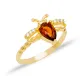 Pear Shape Bee Garnet CZ Stone Cluster Ring Pear Shape Bee Garnet CZ Stone Cluster Ring