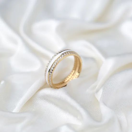 White Enamel CZ Band 925 Sterling Silver Ring White Enamel CZ Band 925 Sterling Silver Ring