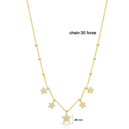 Multi Star Design Shiny CZ Stone Shaker Necklace