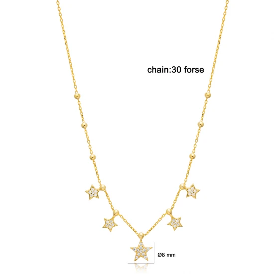 Multi Star Shiny CZ Shaker 925 Sterling Silver Necklace - Sade 925 Silver Jewelry