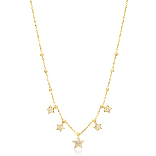Multi Star Shiny CZ Shaker 925 Sterling Silver Necklace