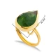 Emerald Quartz Pear Bezel Open Adjustable Silver Ring | 925 Sterling Silver Wholesale | Sade Silver Emerald Quartz Pear Bezel Open Adjustable Silver Ring - Sade 925 Silver Jewelry
