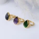 Emerald Quartz Pear Bezel Open Adjustable Silver Ring | 925 Sterling Silver Wholesale | Sade Silver Emerald Quartz Pear Bezel Open Adjustable Silver Ring - Sade 925 Silver Jewelry