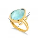 Aquamarine Quartz Pear Bezel Open Sterling Silver Ring Aquamarine Quartz Pear Bezel Open Sterling Silver Ring