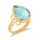 Aquamarine Quartz Pear Bezel Open Sterling Silver Ring Aquamarine Quartz Pear Bezel Open Sterling Silver Ring