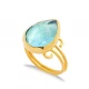 Aquamarine Quartz Pear Bezel Open Sterling Silver Ring Aquamarine Quartz Pear Bezel Open Sterling Silver Ring