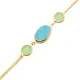 Turquoise Quartz Oval Bezel Chain 925 Silver Bracelet