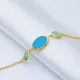 Turquoise Quartz Oval Bezel Chain 925 Silver Bracelet