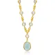 Aquamarine Quartz Oval Gold Bezel 925 Silver Necklace