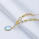 Aquamarine Quartz Oval Gold Bezel 925 Silver Necklace
