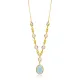 Aquamarine Quartz Oval Gold Bezel 925 Silver Necklace