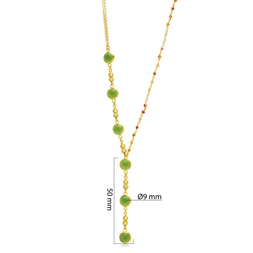 Green And Orange Quartz Y Bezel 925 Silver Necklace Green And Orange Quartz Y Bezel 925 Silver Necklace