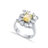 Rectangle Citrine CZ Cluster 925 Sterling Silver Ring