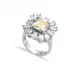 Rectangle Citrine CZ Cluster Sterling Silver Ring