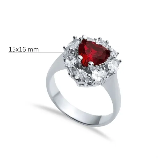 Oval Garnet CZ Cluster Sterling Silver Ring