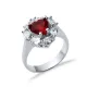 Oval Garnet CZ Cluster Sterling Silver Ring