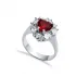 Oval Garnet CZ Cluster Sterling Silver Ring