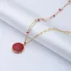 Garnet Quartz Round Enamel 925 Sterling Silver Necklace Garnet Quartz Round Enamel 925 Sterling Silver Necklace
