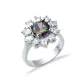 Round Mystic Topaz CZ Cluster 925 Sterling Silver Ring Round Mystic Topaz CZ Cluster 925 Sterling Silver Ring