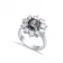 Round Mystic Topaz CZ Cluster 925 Sterling Silver Ring