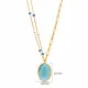 Oval Aquamarine Quartz Blue Enamel Gold Bezel Silver Necklace Oval Aquamarine Quartz Blue Enamel Gold Bezel Silver Necklace