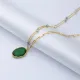 Oval Emerald Quartz Blue Enamel Gold Bezel Silver Necklace Oval Emerald Quartz Blue Enamel Gold Bezel Silver Necklace