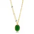 Oval Emerald Quartz Blue Enamel Gold Bezel Silver Necklace