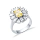 Rectangle Citrine CZ Cluster 925 Silver Ring Rectangle Citrine CZ Cluster 925 Silver Ring