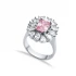 Rectangle Pink CZ Cluster Sterling Silver Ring