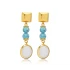 White Quartz Blue Beaded Long Sterling Silver Earrings