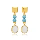 White Quartz Blue Beaded Long Sterling Silver Earrings White Quartz Blue Beaded Long Sterling Silver Earrings