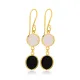 Pink and Black Quartz Gold Bezel 925 Silver Earring Pink and Black Quartz Gold Bezel 925 Silver Earring