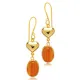 Tiger Eye Oval Plain Heart Gold Bezel 925 Silver Hook Earrings Tiger Eye Oval Plain Heart Gold Bezel 925 Silver Hook Earrings
