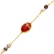Tiger Eye Quartz Oval Gold Bezel 925 Silver Bracelet