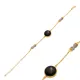 Black Quartz Round Gold Bezel Sterling Silver Bracelet