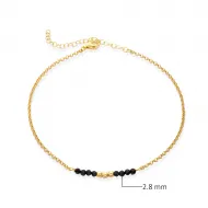 Black Beads Dainty 925 Sterling Silver Anklet
