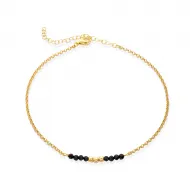 Black Beads Dainty 925 Sterling Silver Anklet