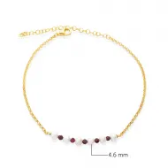 Bead and Pearl Design Elegant Sterling Silver Women Anklet