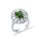 Rectangle Emerald CZ Cluster 925 Silver Ring | 925 Sterling Silver Wholesale | Sade Silver Rectangle Emerald CZ Cluster 925 Silver Ring - Sade 925 Silver Jewelry