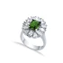 Rectangle Emerald CZ Cluster 925 Silver Ring