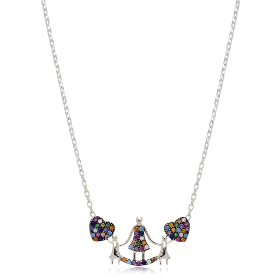 White Mother With 2 Girls Mix Model 925 Silver Pendant White Mother With 2 Girls Mix Model 925 Silver Pendant