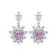 Heart Pink CZ Flower Design Wholesale Silver Cluster Earrings Heart Pink CZ Flower Design Wholesale Silver Cluster Earrings
