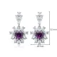 Flower Heart Amethyst CZ Cluster 925 Silver Earrings Flower Heart Amethyst CZ Cluster 925 Silver Earrings