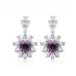 Flower Heart Amethyst CZ Cluster 925 Silver Earrings