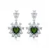 Flower Design Heart Emerald CZ Wholesale Silver Dangle Earrings