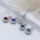 Flower Round Emerald CZ 925 Sterling Silver Necklace Flower Round Emerald CZ 925 Sterling Silver Necklace