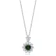 Flower Round Emerald CZ 925 Sterling Silver Necklace Flower Round Emerald CZ 925 Sterling Silver Necklace