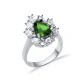Emerald CZ Pear Drop Shape Cluster Stony Silver Ring Emerald CZ Pear Drop Shape Cluster Stony Silver Ring