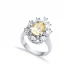 Citrine CZ Pear Drop Shape Cluster Stony Silver Ring
